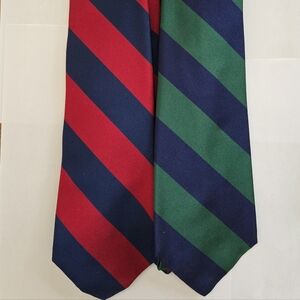 Gap 2 New With Tag Classic Striped Silk Ties - Red/Navy & Green/Navy